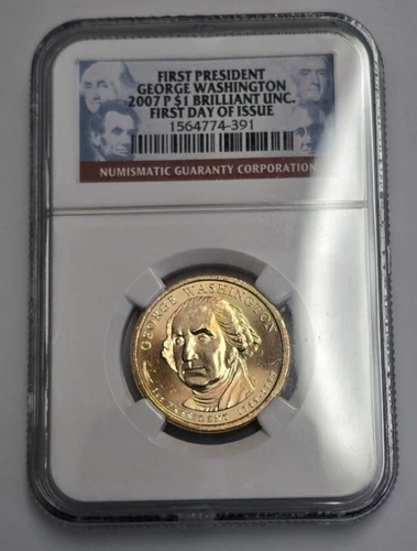 2007-P NGC Brilliant Uncirculated First Day Issue George Washington Dollar
