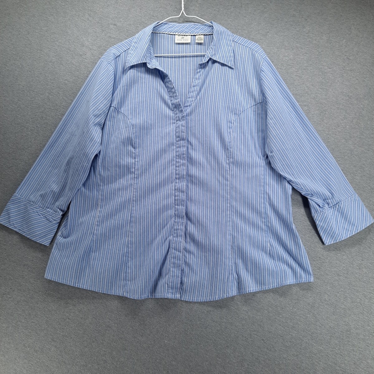 Riders by Lee Shirt Women XXL Blue White Stripe Easy Care