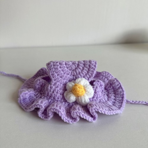 Knitted Flower Cat Hat Puppy Kitten Elastic Woven Cap Handmade Pet Hat DIY Cute - Picture 12 of 22
