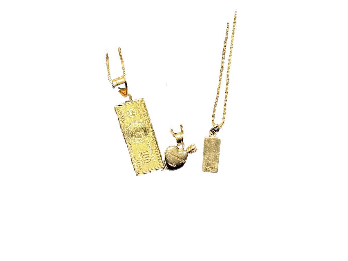 supreme gold pendants Sacred Heart and Gold Bar Only | eBay