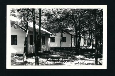 Aitkin Minnesota MN c1939 RPPC 4 Cabins, Maple Grove Resort, Farm Island Lake