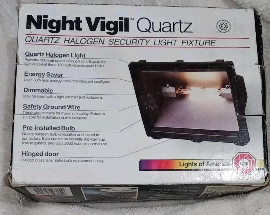 Lámpara halógena de seguridad exterior de cuarzo vigilia nocturna vintage de los años 80 hecha en EE. UU. Foto 2 de 4