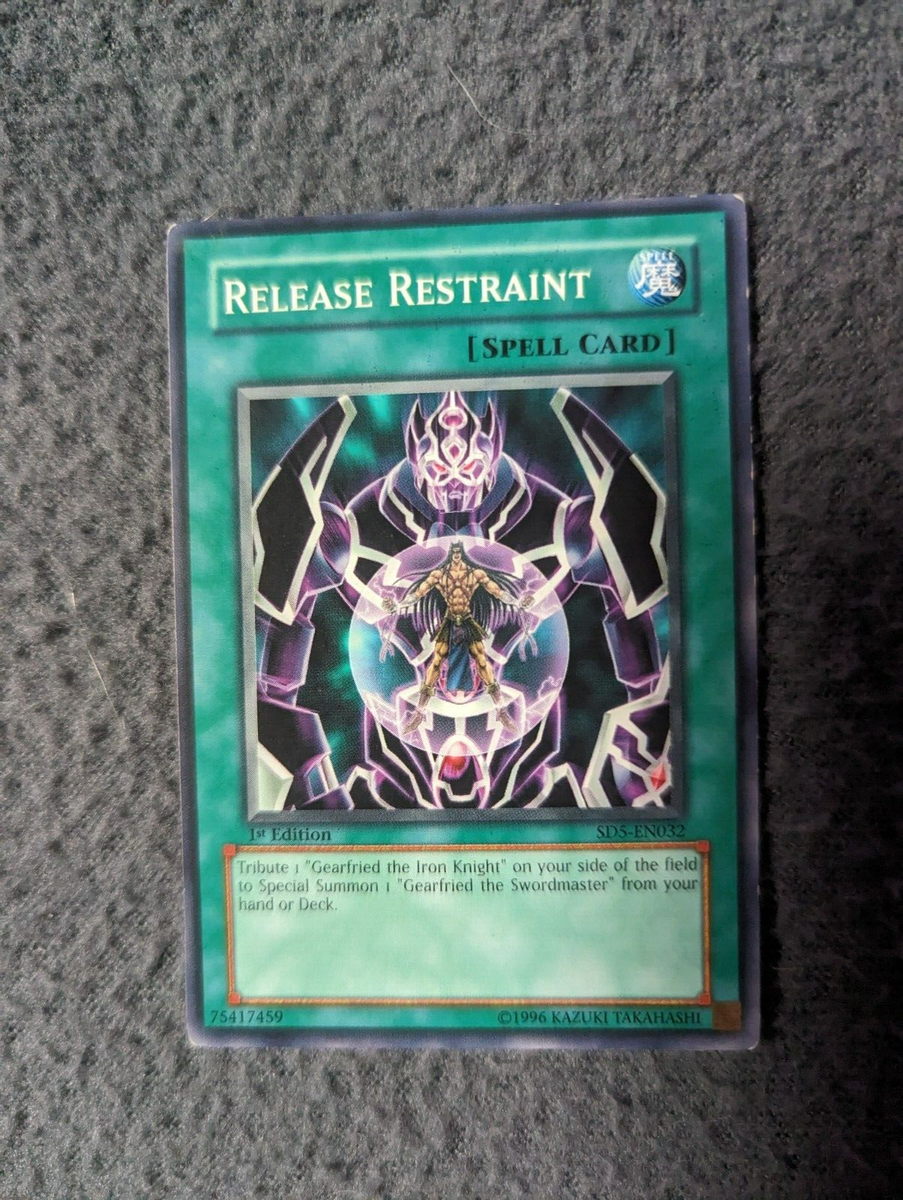 1996 Yugioh Yu-gi-oh card 1st Edition Release Restraint SD5-EN032