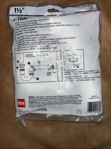 Oatey Sink Drain P-Trap with Reversible J-Bend Plastic White 1-1/2" 1000 050 138 - Picture 2 of 2