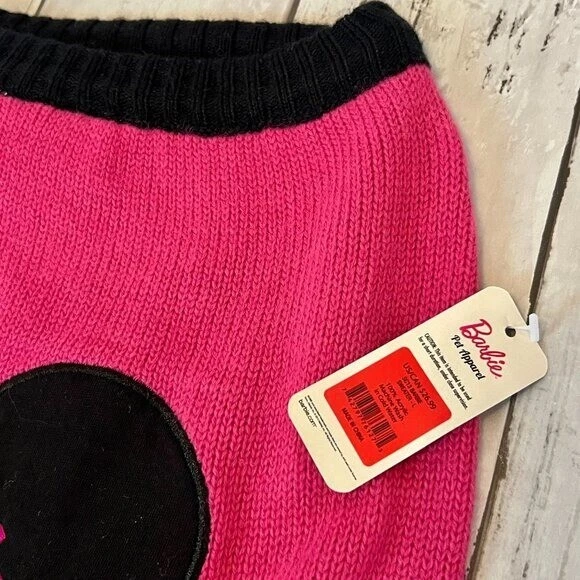 Barbie Oficial Rosa y Negro Corazón Mascota Perro Suéter NUEVO Talla Grande Nuevo con Etiquetas Foto 3 de 4