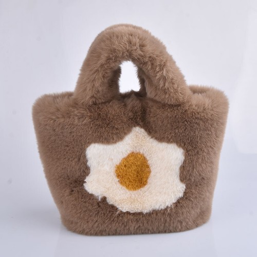 Mädchen Kunst Plüsch Fell Beuteltasche Tasche süß Blumendruck Clutch Handtasche Handtasche weich Tasche - Bild 12 von 17