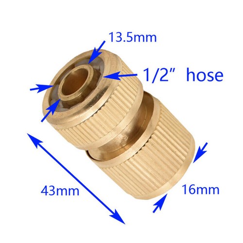 1/2" Brass Garden Hose Connector Watering Water Hose Pipe Tap Adaptor Fitting - Picture 3 of 8
