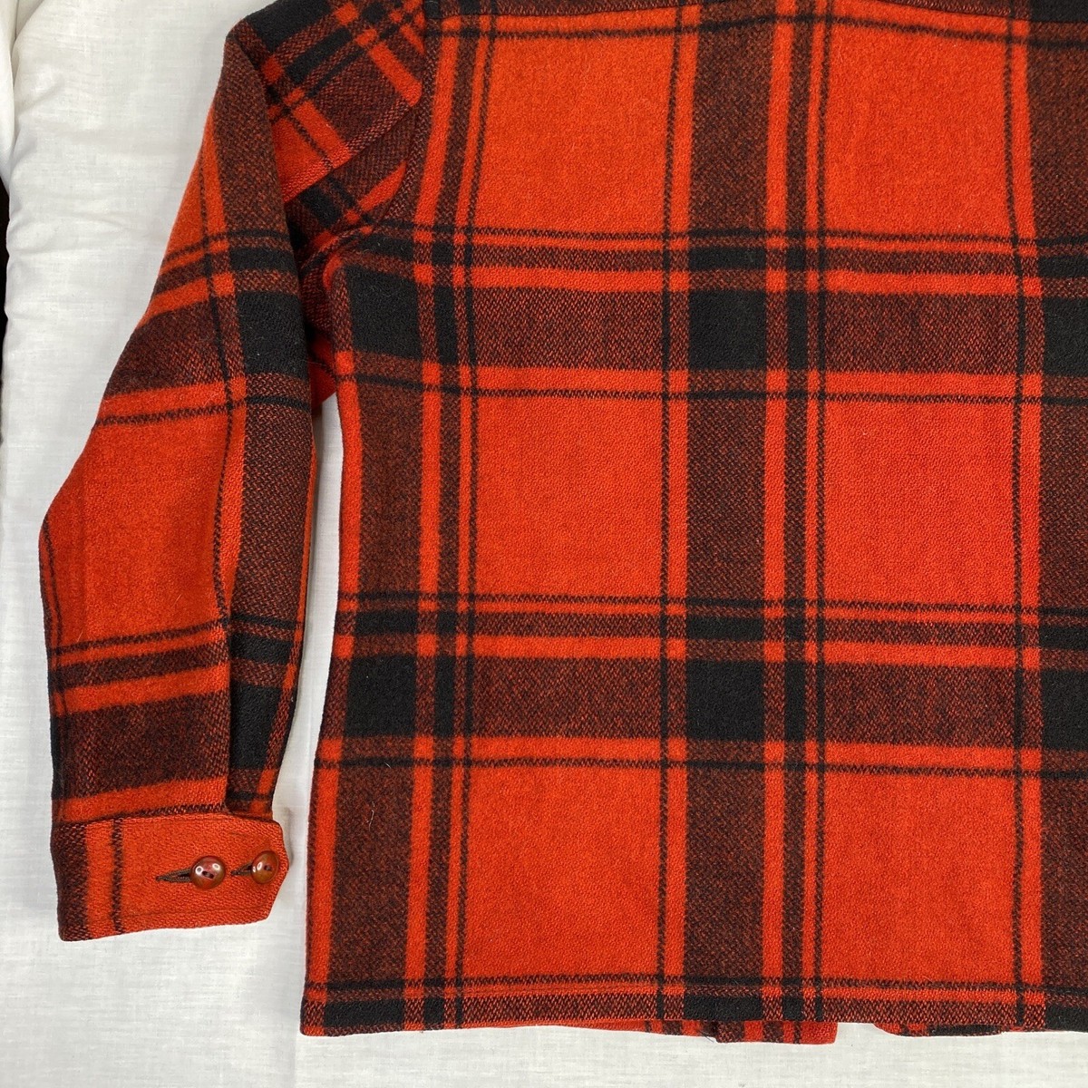 1930s “BUCK SKEIN” コットンスポーツジャケット vtg 40s 50s BUCK SKEIN JOE RED BLACK Buffalo PLAID WOOL JACKET