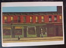 vtg postcard art Edward Hopper Early Sunday Morning painting Whitney Museum