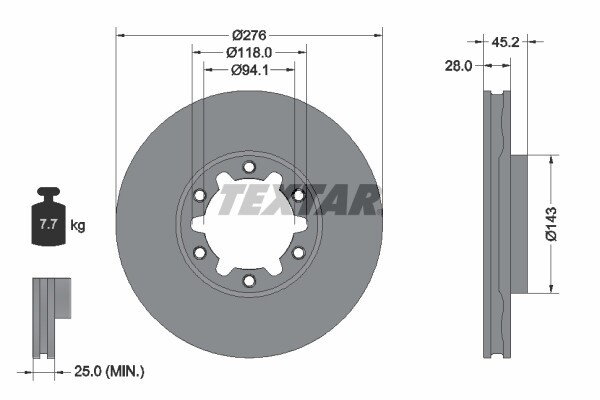 Textar 2X Bremsscheiben Vorne BelüFtet Beschichtet FüR Nissan NT400 Cabstar F24F-image
