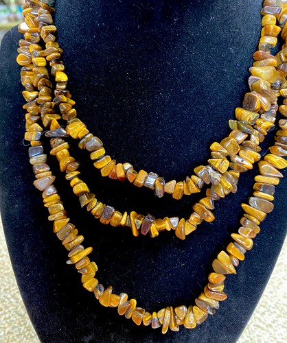 TIGER’S EYE Gemstone NECKLACE SET OF 2 - Picture 2 of 3
