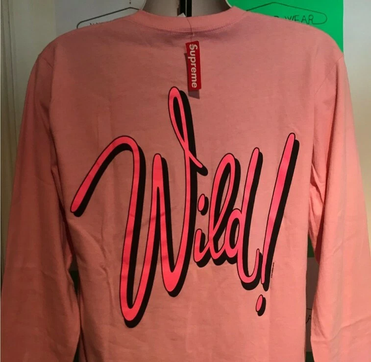 SS16 Supreme Wild l/S Tee pink Long sleeve size L large T shirt New With Tag Top