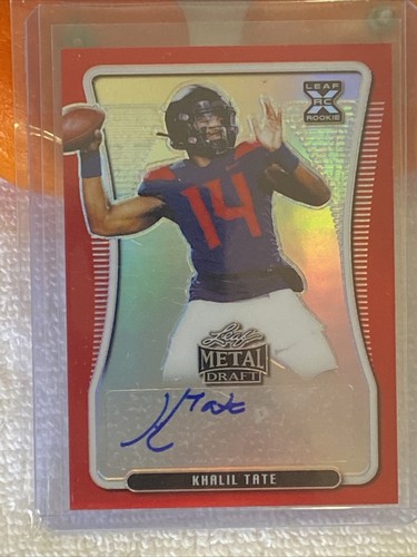 KHALIL TATE 2020 XRC RC LEAF METAL DRAFT RED Prism 5/5 AUTO ARIZONA /1 - Picture 2 of 5