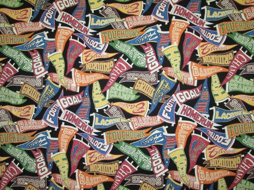Sports Flags Soccer Football Hockey Baseball Basketball Lacross Cotton Fabric FQ - Picture 3 of 6