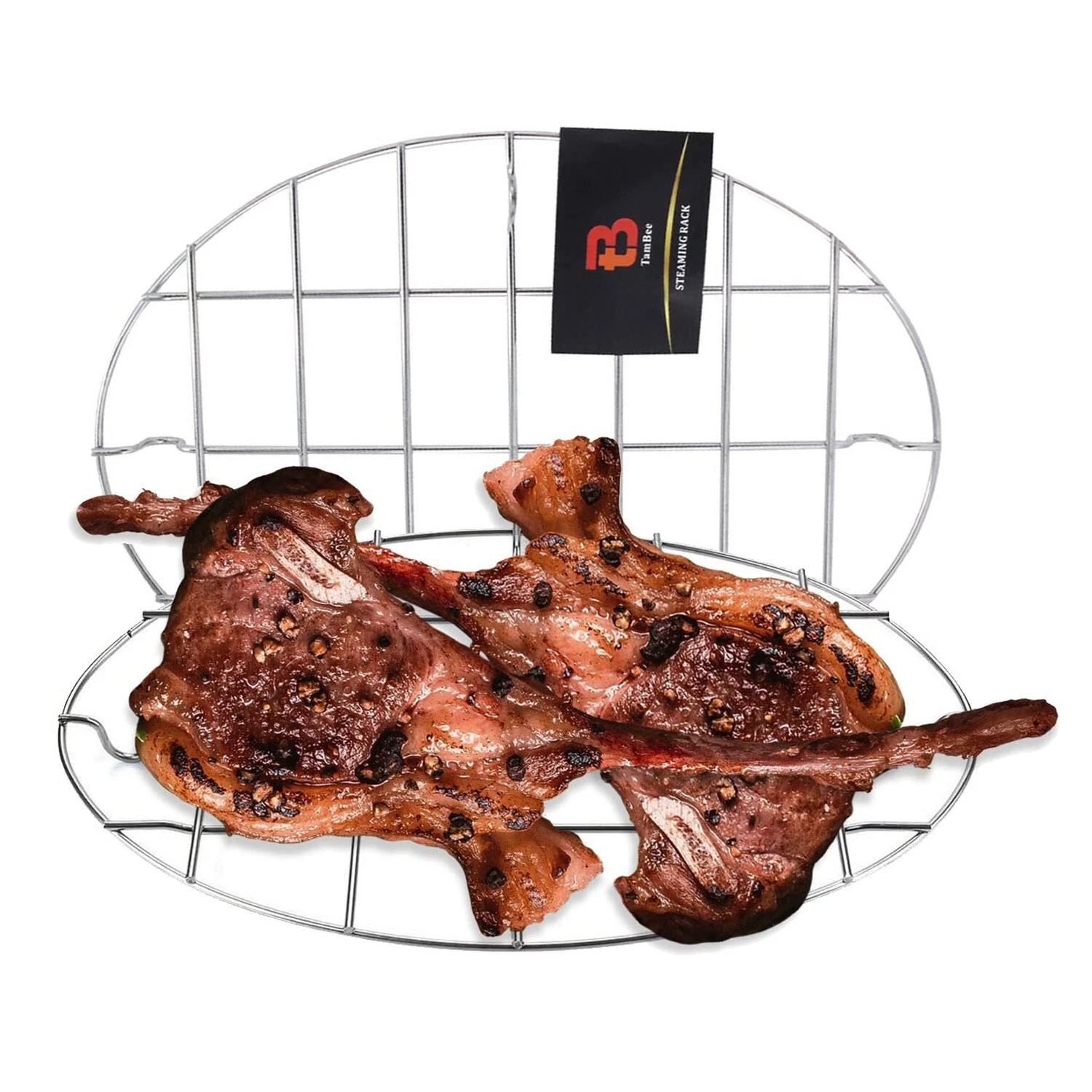TamBee 9.8x6.7 Inch Oval Roasting Cooling Rack 304 Stainless Steel Baking Bro...