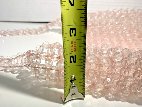 Vintage Handmade Beaded Bag PINK Heavy Acrylic Faceted Round & Oval Beads - Picture 15 of 21