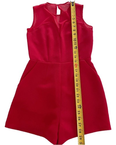 BCBGeneration Mini Romper Red Womens Size 2 Sleeveless One-Piece Mesh Pockets - Picture 7 of 8