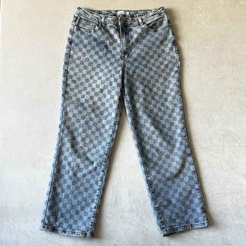Rue21 - Size 11 - High Rise Straight Leg Blue Checkered Jeans