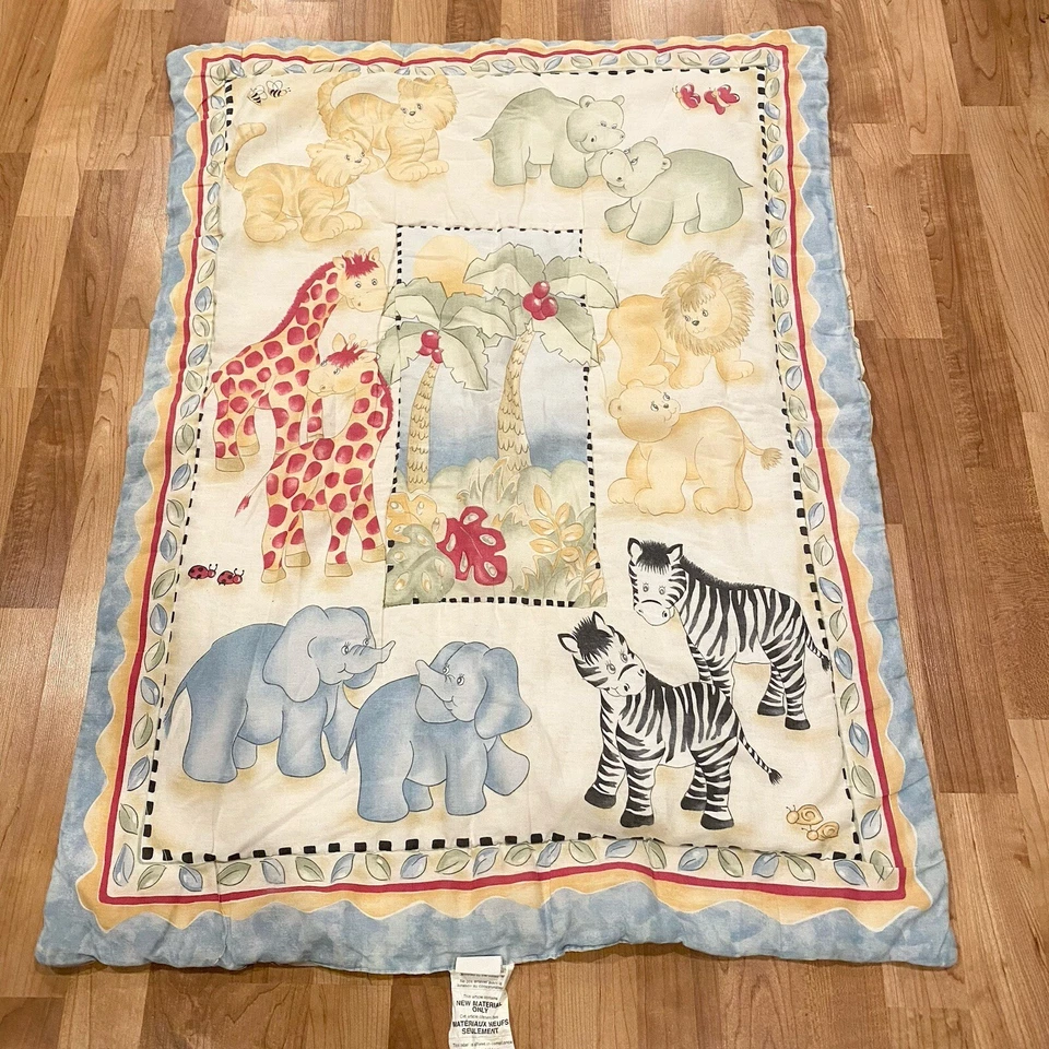 Manta bebé selva vintage cuna edredón safari animal elefante jirafa cebra león Foto 2 de 4
