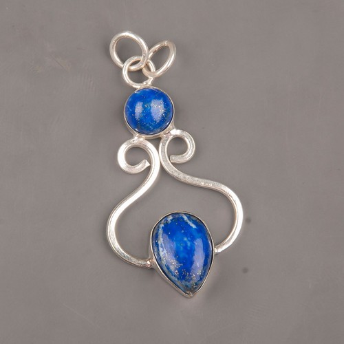Natural Lapis Lazuli Gemstone 925 Sterling Silver Pendant Handmade Jewelry Gifts - Picture 2 of 5