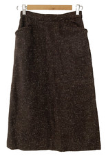 Academia Vintage 50s Wool Tweed Fleck Straight Skirt Brown Pockets Waist 24"