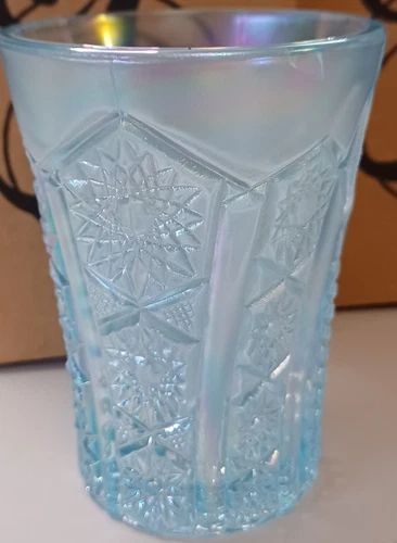 Vintage Imperial Glass light blue carnival glass tumbler