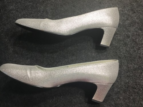 New new new 70's Marcia Hill sz 9 silver glitter 1.5 Heel 27102 Free, shipping - Picture 7 of 10