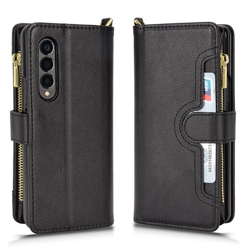 Wallet Case For Samsung Galaxy Z Fold 3/4/5 Magnetic Leather Card Zipper Cover - Bild 25 von 51