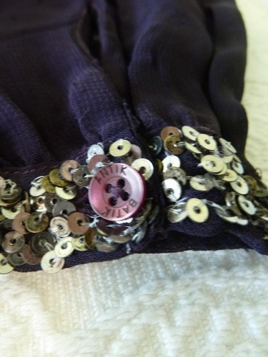 Antik Batik Dark Purple Viscose Chiffon 1000s Silver Sequins Cocktail Dress S M - Picture 10 of 24