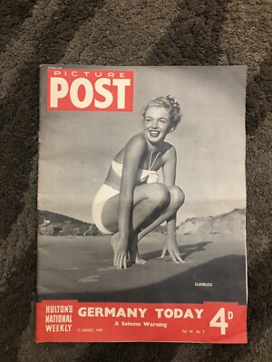 Picture Post August 13 1949 Marilyn Monroe Early Cover Norma Jeane Churchill