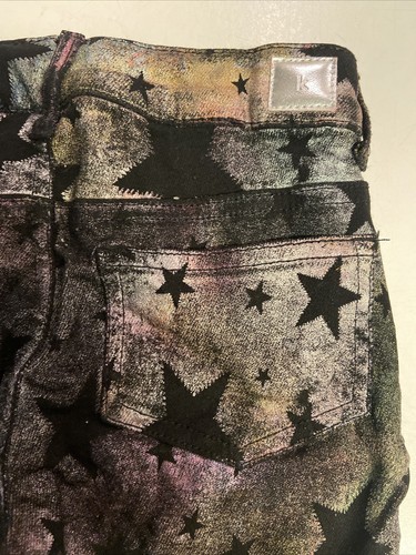 kidpik Girls Star Graffiti jegging pants black purple silver 6 - Picture 6 of 10