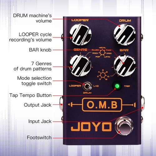 JOYO Looper Cycle & Drum Machine Guitar Effect Pedal Recording Mode +Guitar Capo - 第 7/12 張圖片