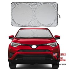 Car Windshield Sun Shade with Storage Pouch by A1 Sunshade Retractable Medium