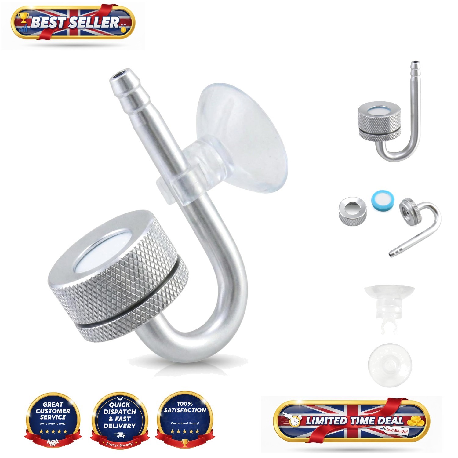 Aluminum CO2 Diffuser for Fish Tanks - Adjustable & Quiet Operation