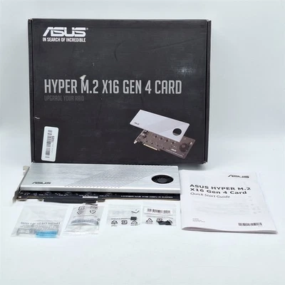 ASUS Hyper M.2 X16 PCIe 4.0 X4 Expansion Card Supports 4 NVMe M.2 up to 256Gbps - image 1 of 4