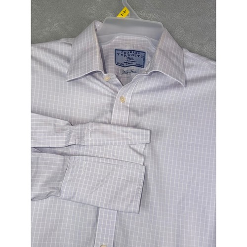 Charles Tyrwhitt Mens 16.5X36 Classic Non-Iron French Cuff Dress Shirt Purple
