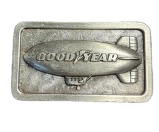 1974 Goodyear Blimp Belt Buckle VTG Advertising Automobilia Tire Co Pewter