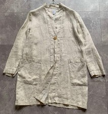 GALLEGO DESPORTES Linen Half Coat Stand Collar Beige Size M