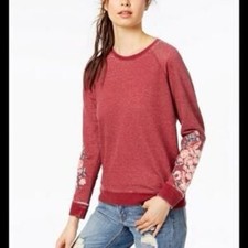 Lucky Brand Pink Floral Raglan Sweatshirt