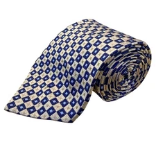 Nautica Mens Navy & Gold Geometric Tie Classic Pattern Professional Style OS