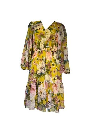 guess italy floral long sleeve chiffon ruffle dress Womens Size S
