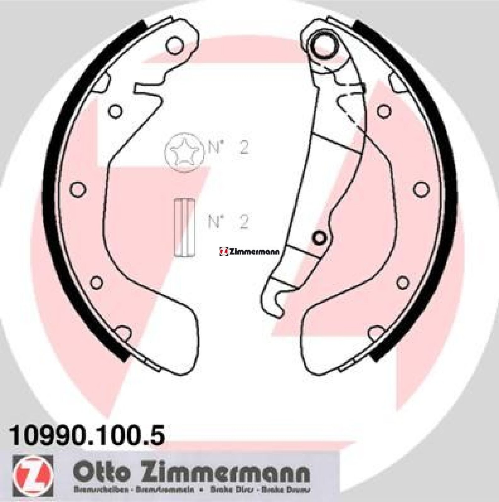 Zimmermann 10990.100.5 Bremsbackensatz 4 Bremsbacken Trommelbremse