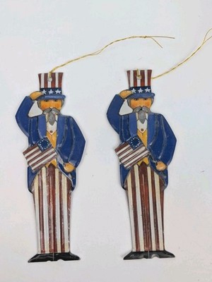 Vintage Current Inc Uncle Sam Tin Stamped Ornaments