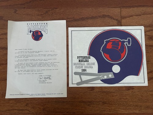 1984 Vintage "PITTSBURGH MAULERS" {Season Ticket Holder} (USFL) Letter & Poster