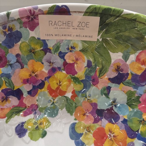 PANSY 14” Large Melamine Serving Salad Bowl Flowers Floral Rachel Zoe Pansies - Picture 2 of 5