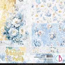 Ciao Bella Midnight Spell 12"x 12" Patterns Background Blue Floral Scrapbook
