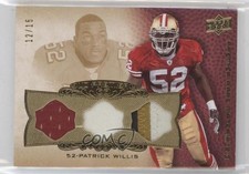 2008 UD Premier Rare Materials 3 2x Patch/Jersey 12/15 Patrick Willis HOF 0c3