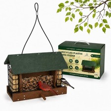 Hopper Bird Feeder W/ Suet Cages All Weather Hanging Bird Feeders Outdoors Wild