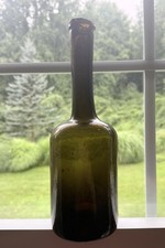 Antique DUTCH or BELGIAN Long Neck Black Glass Utility / Wine Bottle