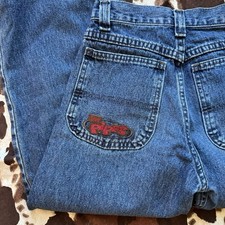 Vintage Lee Pipes Jeans Boys, 20-inch, Wide-Leg Denim Baggy Skater Embroidery